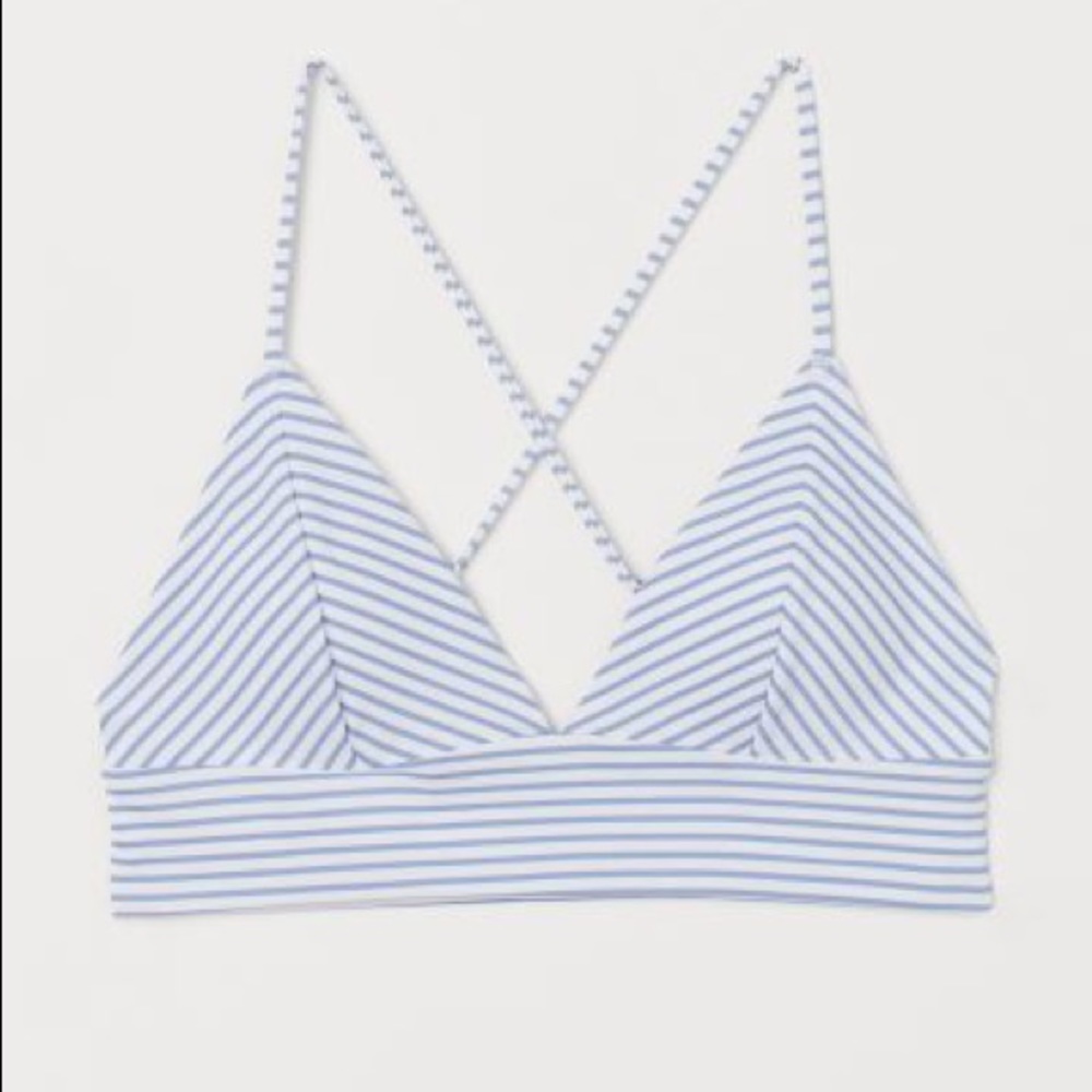 Blue and White Striped Swimsuit (Top & Bottom)